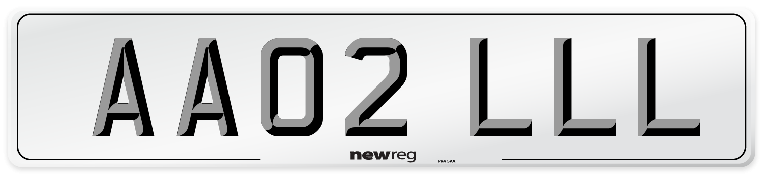 AA02 LLL Number Plate from New Reg